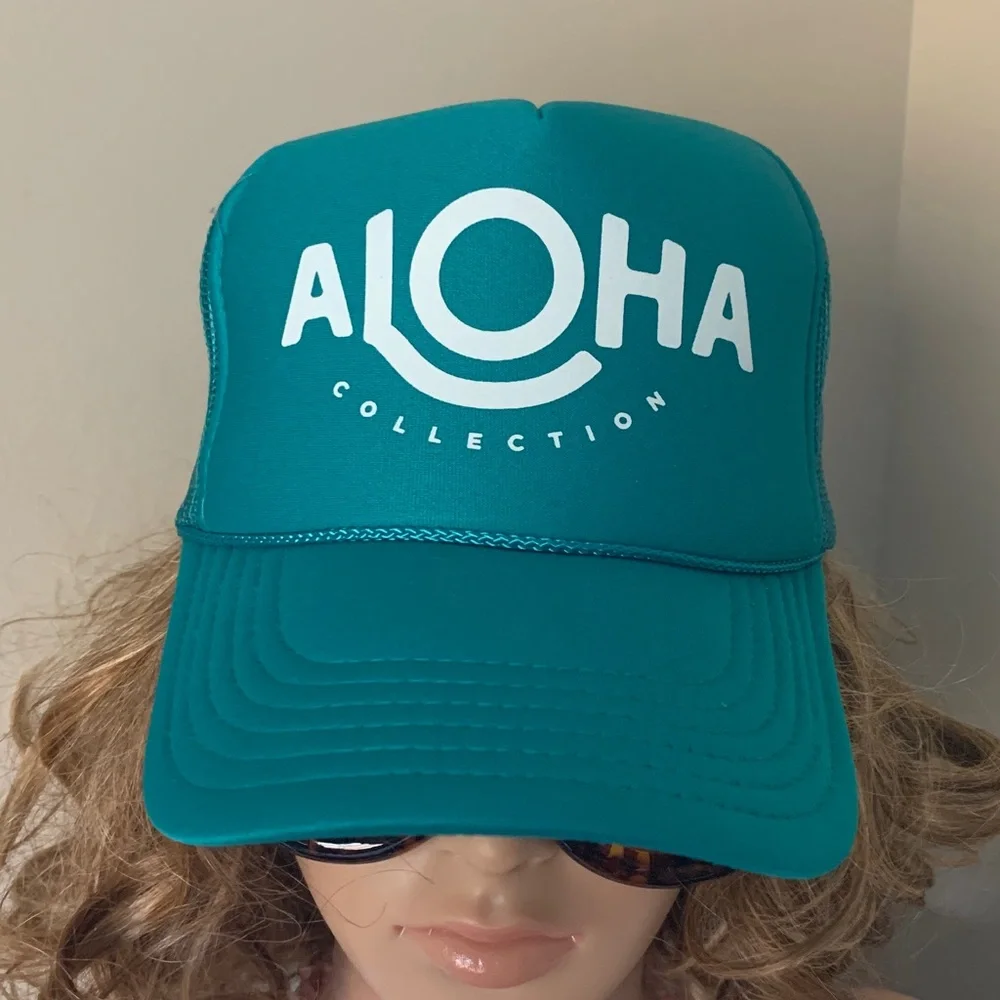 ALOHA Collection Aqua Mesh SnapBack Foam Panel Trucker Cap NWOT - Picture 2 of 7